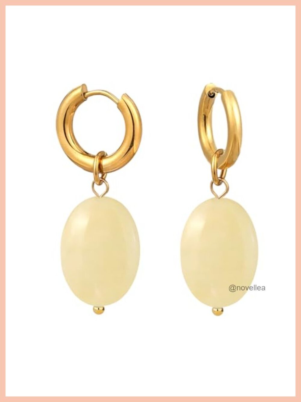 18k Gold Plated Hoop Earrings with Jade Charms Detachable Gemstone